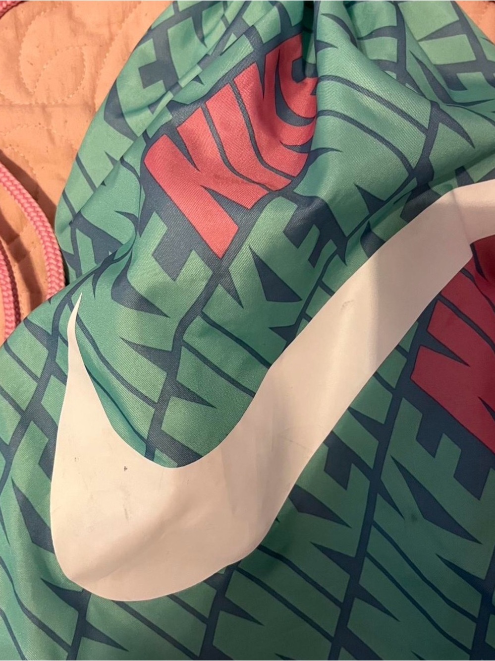 Nike Teal, Coral & White Swoosh Graphic Bag
